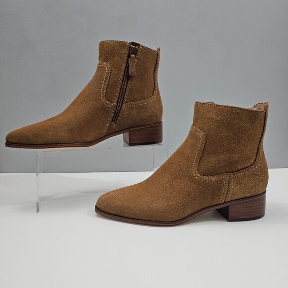 NEW Cole Haan Naia Ankle Boot Womens 8 Golden Toffee Suede Western Cowgirl Fall - Picture 2 of 14